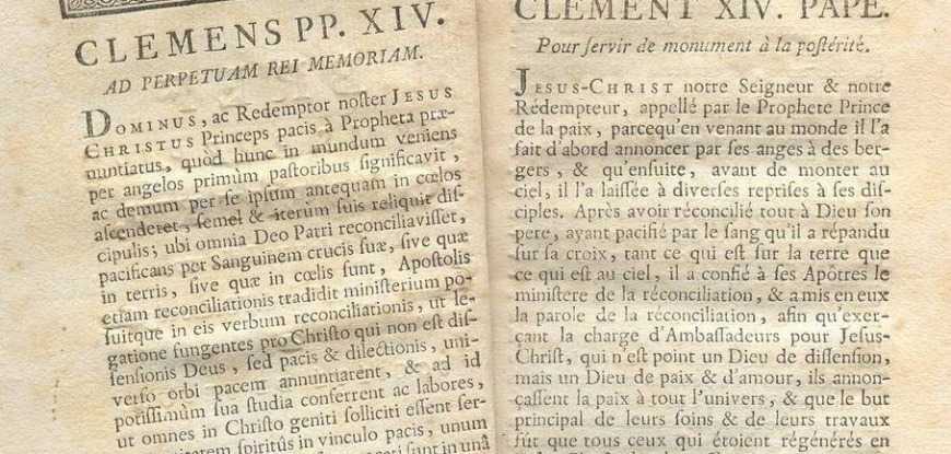 21 июля 1773 г. папа Климент XIV запретил орден иезуитов.