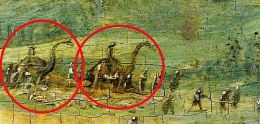 Динозавры на картине 1562 года
